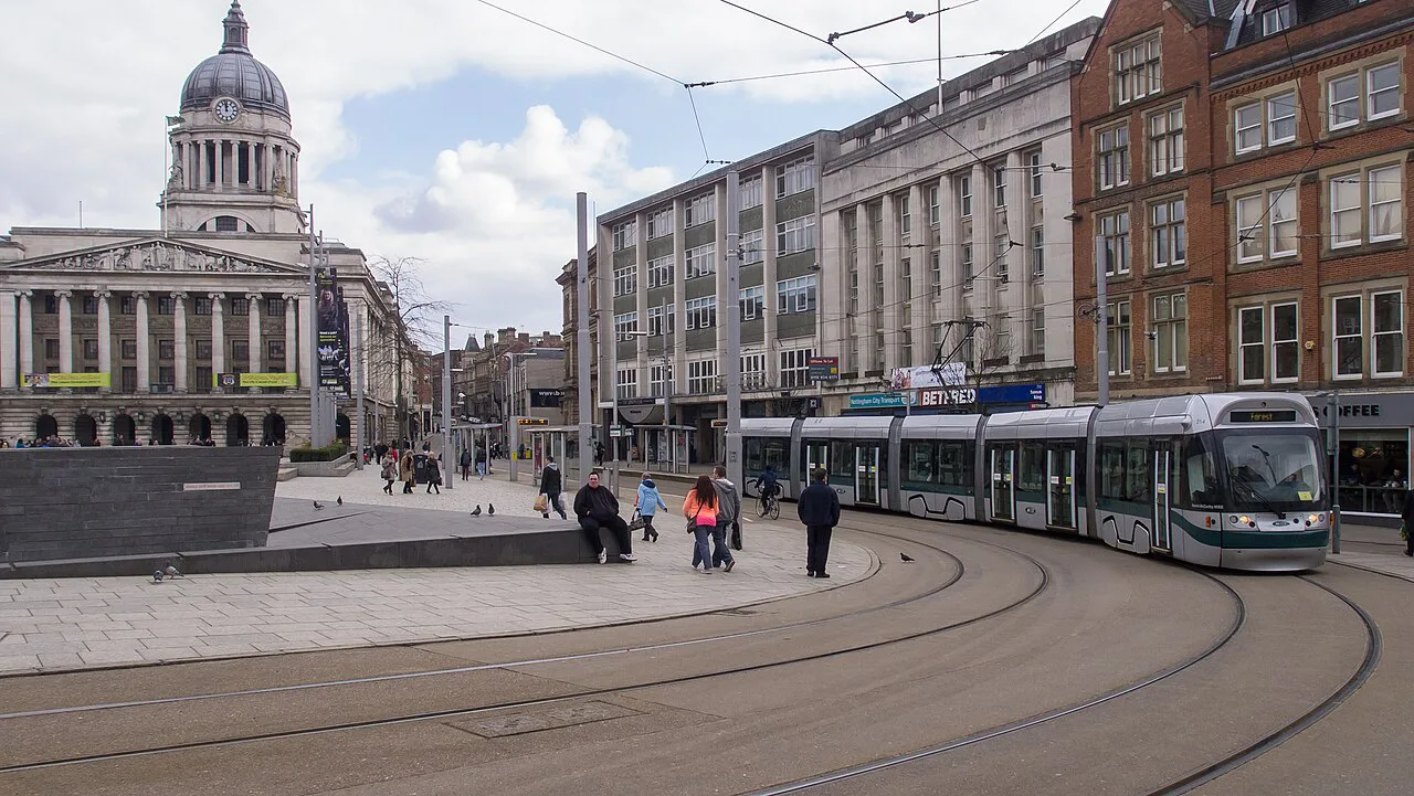 Nottingham tram in Old Market Square
