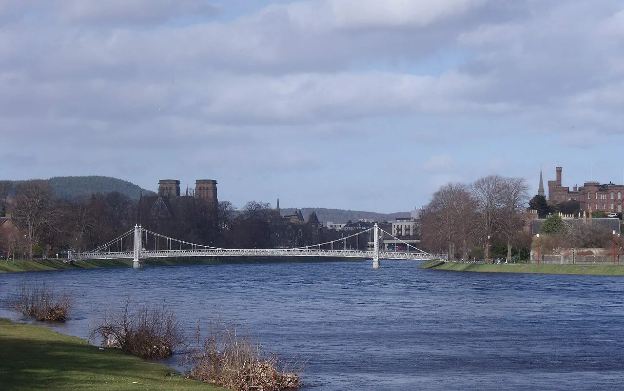 River Ness from Ness Islands towards Inverness City Centre Scotland