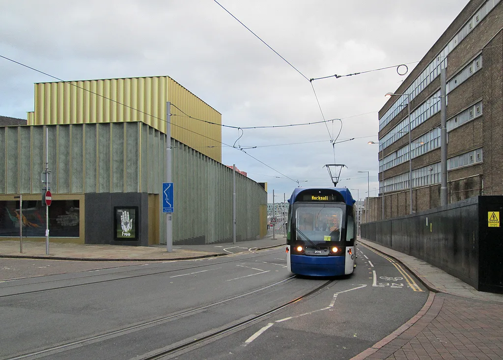 A northbound tram at Weekday Cross - geograph.org.uk, Nottingham