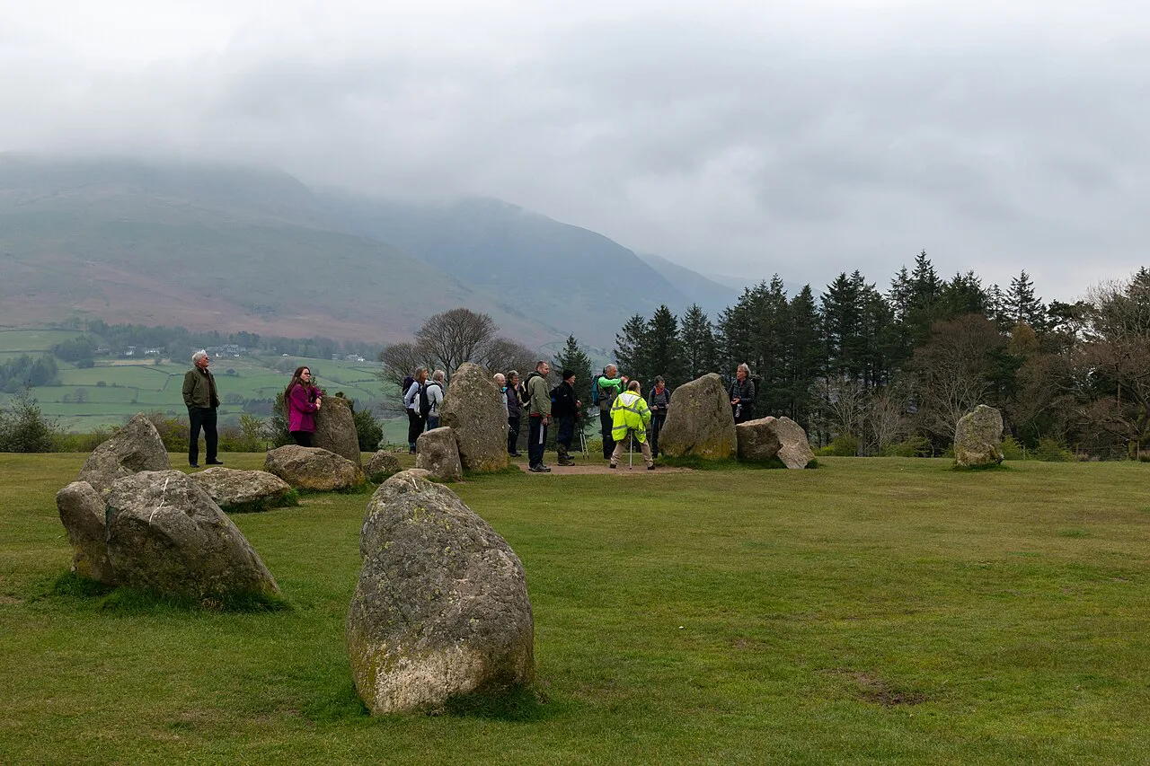Tour group at Castlerigg Stone Circle, Keswick